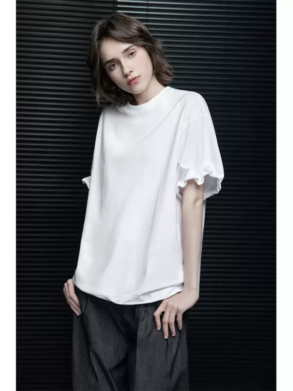 A loose white short-sleeved T-shirt top for women - Image 5