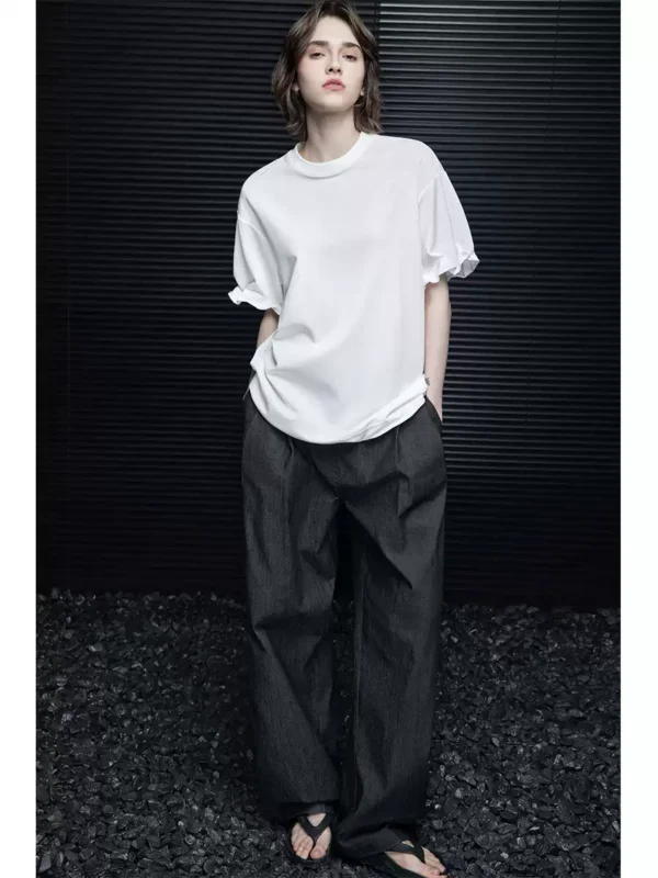 A loose white short-sleeved T-shirt top for women - Image 4