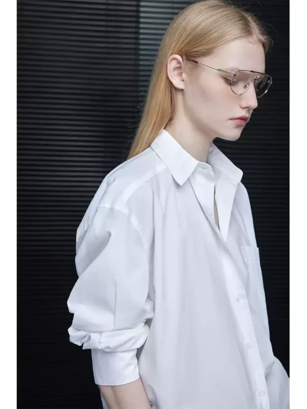 A thin high-end long-sleeved white shirt for women - Image 4