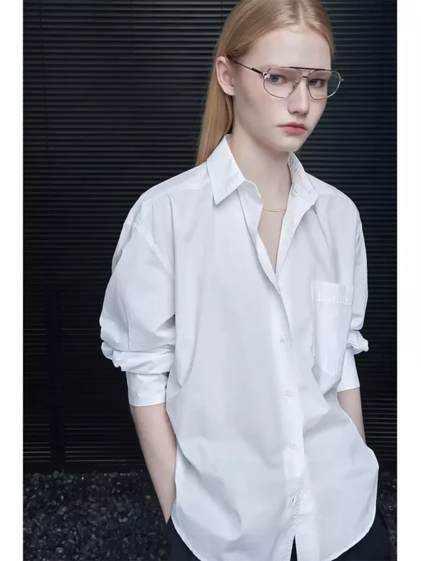 A thin high-end long-sleeved white shirt for women - Image 3