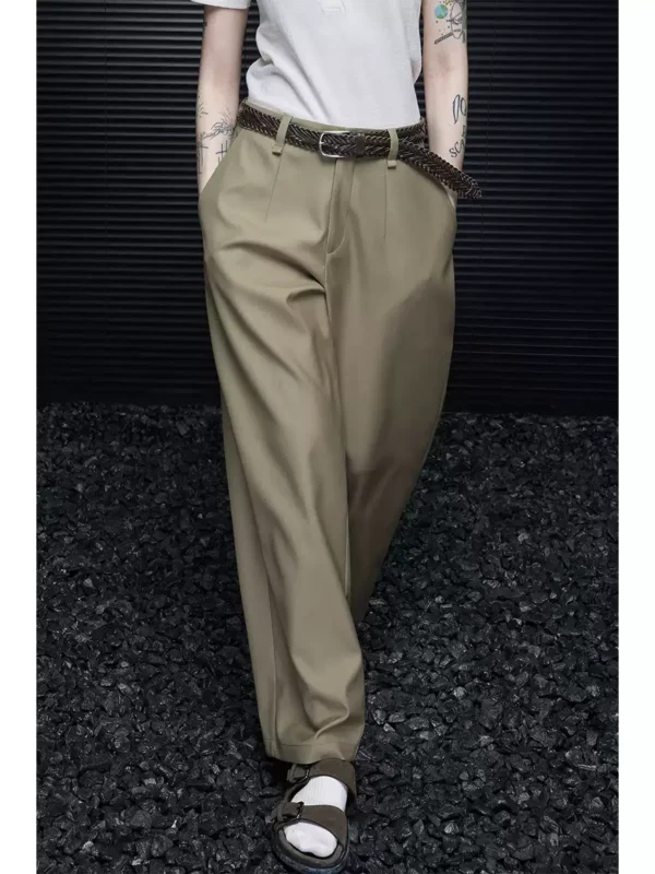Khaki loose wide-leg dress pants for women - Image 5