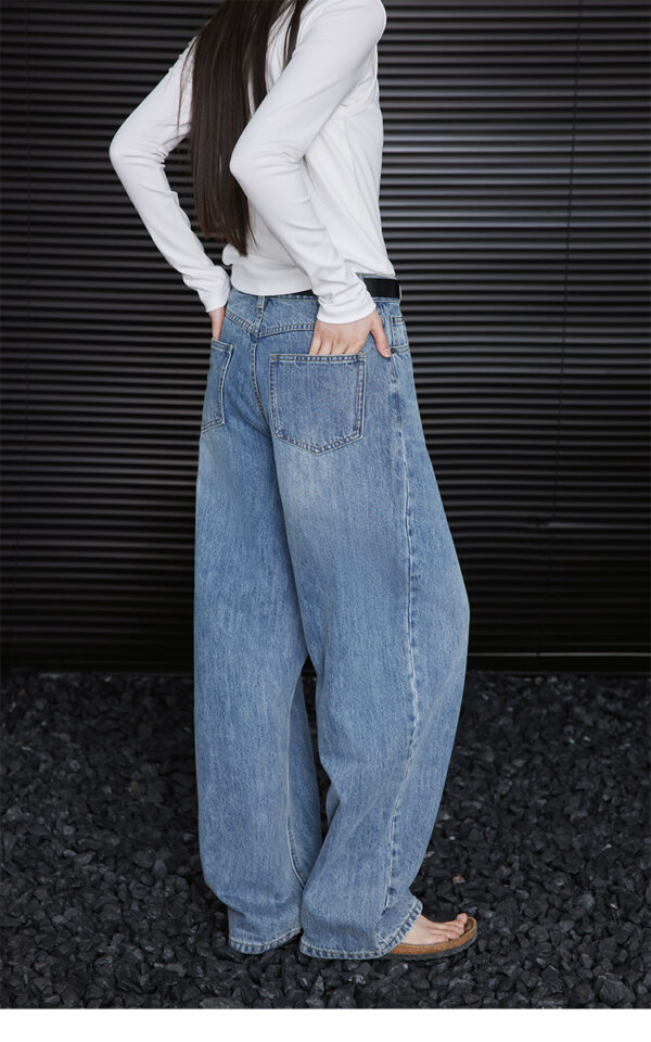 Blue loose straight-leg wide-leg jeans for women - Image 5