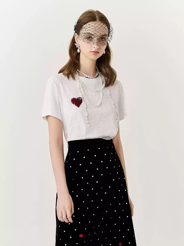 Mercerized cotton short-sleeved T-shirt for women