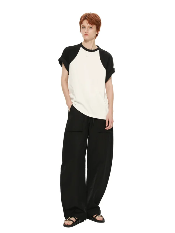 A versatile color-blocking round-neck top