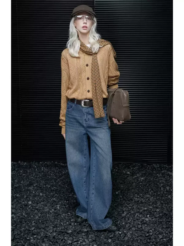 A women's knitted cardigan with a hollowed-out design - Image 2