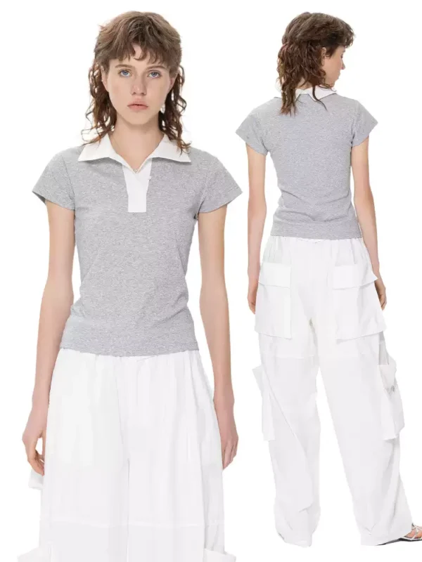 New style of color-blocking polo shirt T-shirt - Image 4