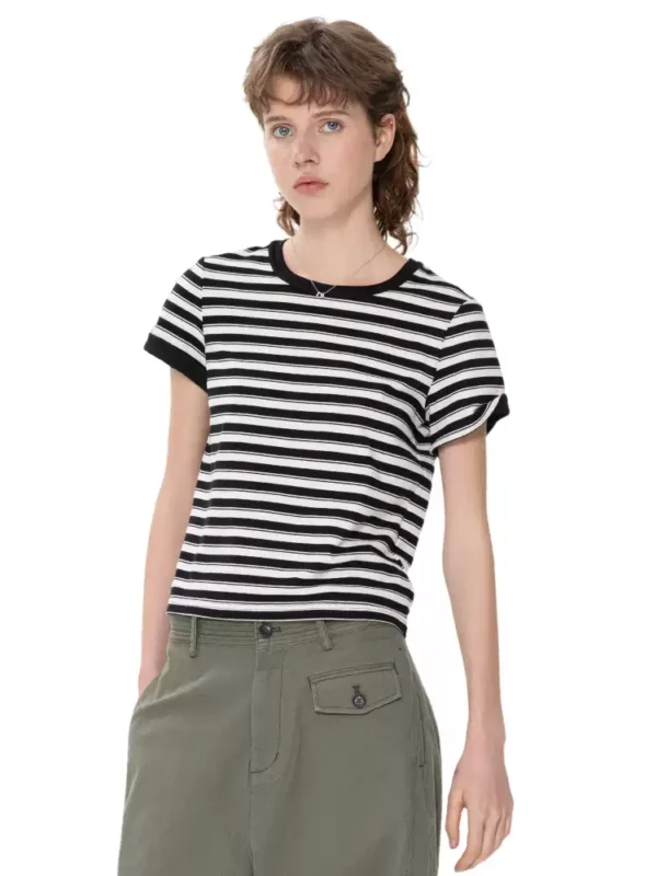New striped short-sleeved T-shirt for women - Image 3