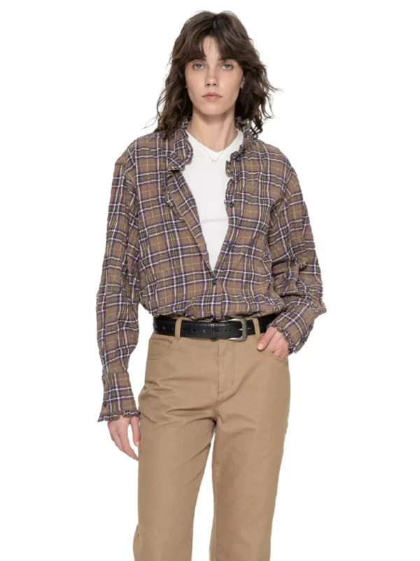 New style lotus leaf collar checked shirt - Image 2