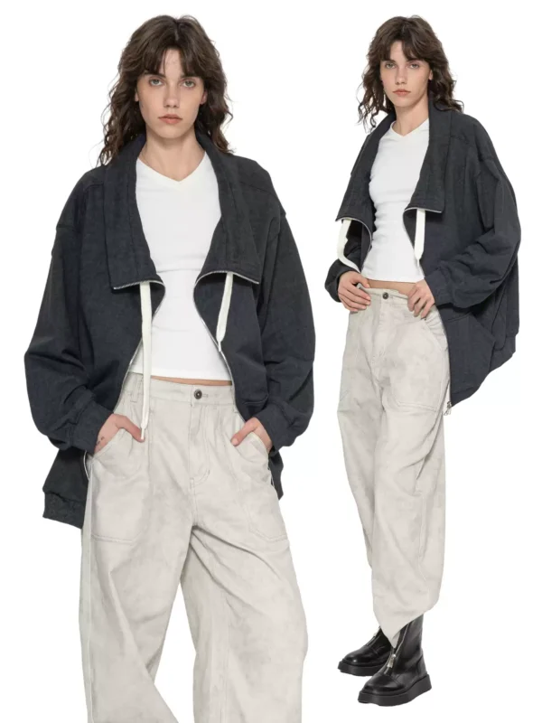 A woman with a loose coat that has been smudged - Image 3