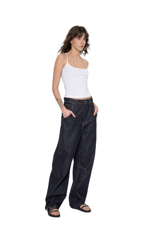 Classic natural-color scythe wide-leg jeans - Image 3
