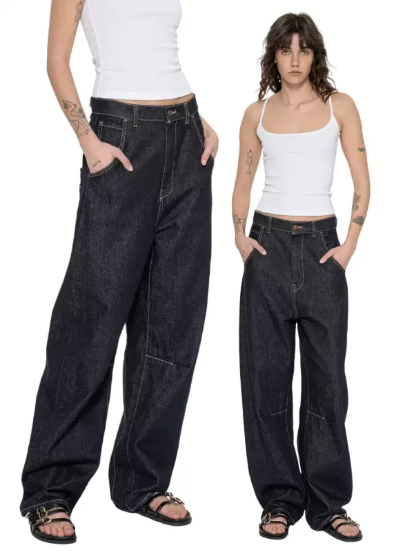 Classic natural-color scythe wide-leg jeans - Image 2