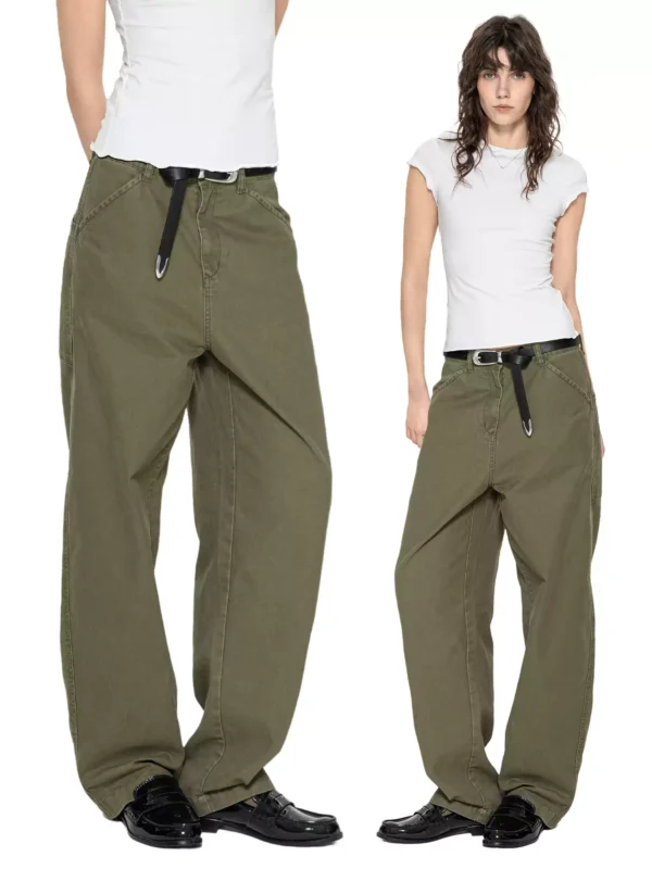 Green washed work pants for women - Image 4