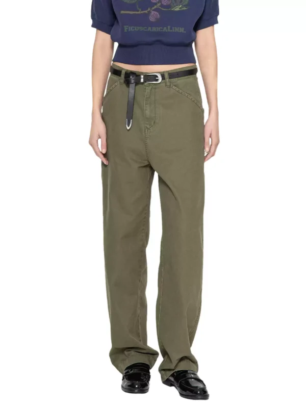 Green washed work pants for women - Image 3
