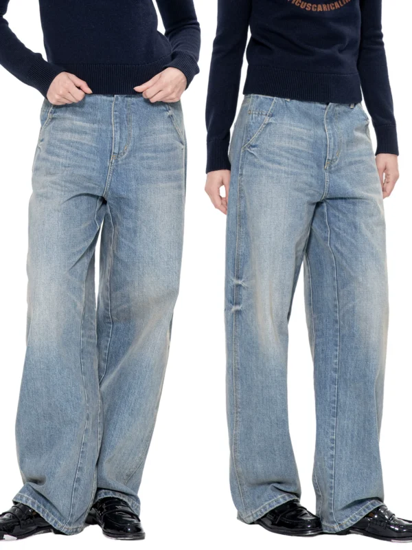 New heavy-washed hand-pleated jeans - Image 3
