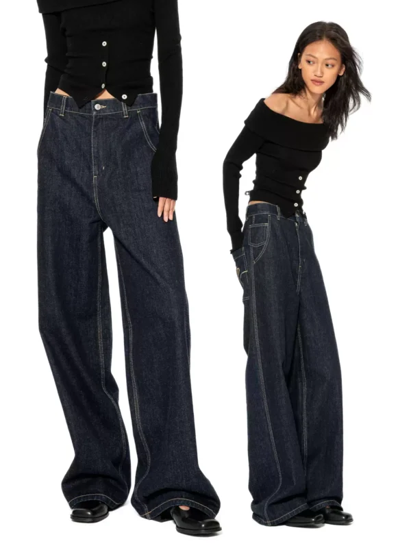 High-waisted straight-leg wide-leg jeans for women - Image 3