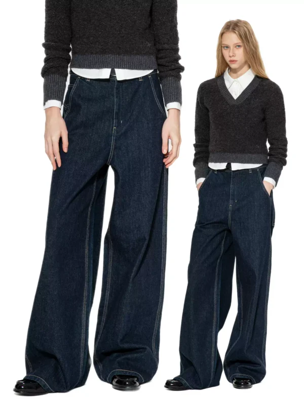 High-waisted straight-leg wide-leg jeans for women