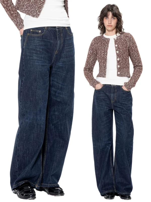 Loose jeans, low-waisted curved knife pants - Image 2