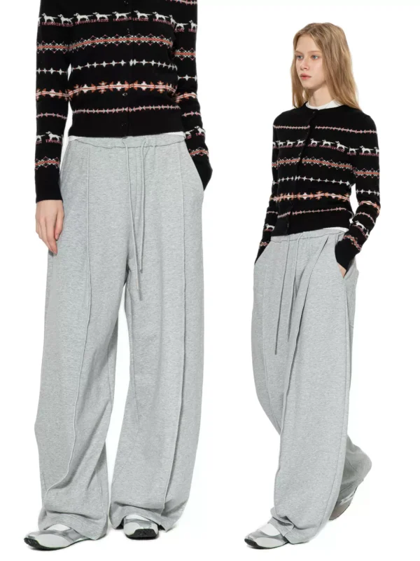 A woman in flower-gray casual sweatpants - Image 4