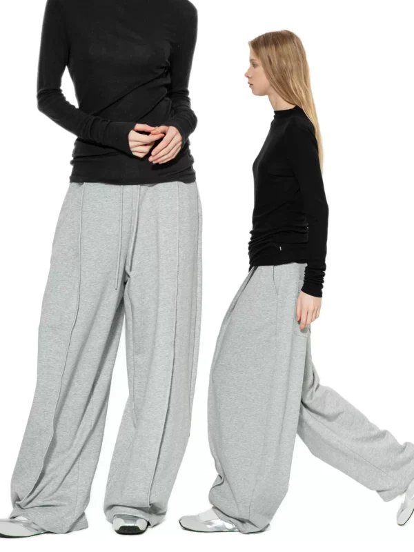 A woman in flower-gray casual sweatpants - Image 2