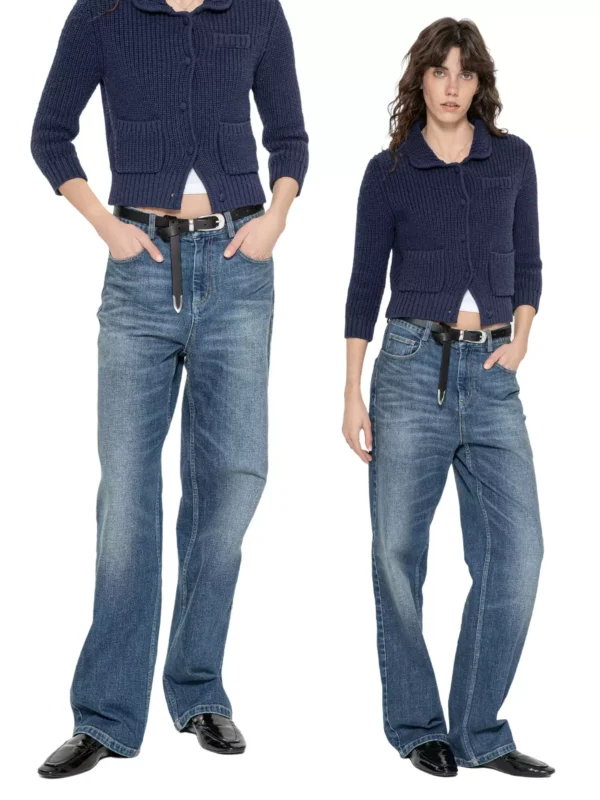 Slightly springy and laid-back style denim trousers