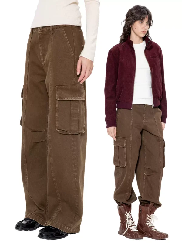 Curved knife pants, coffee-colored casual pants