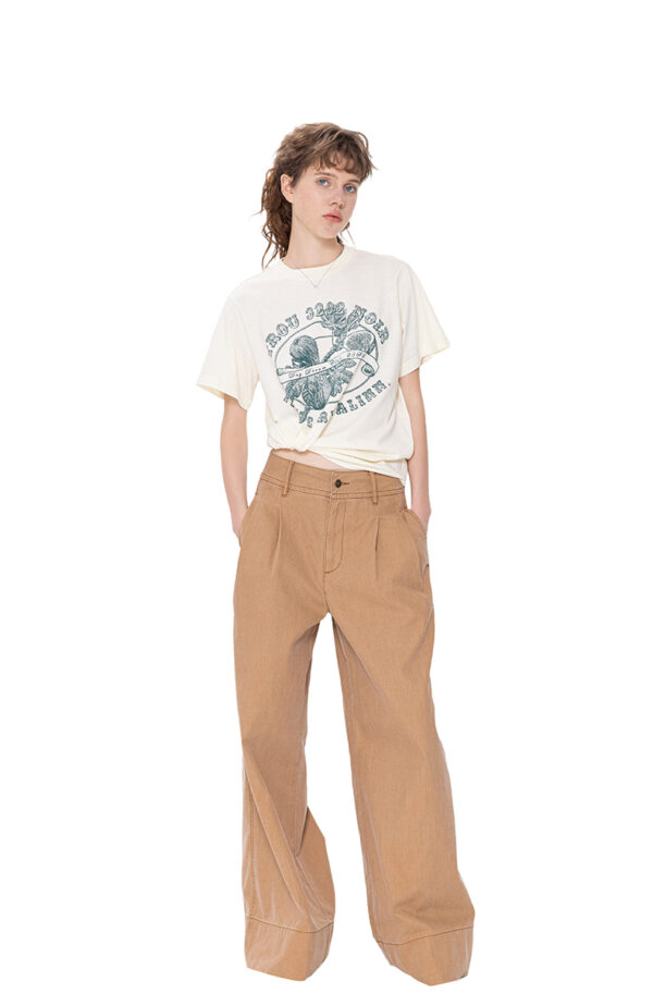 Mid-waist casual paulownia trousers - Image 4