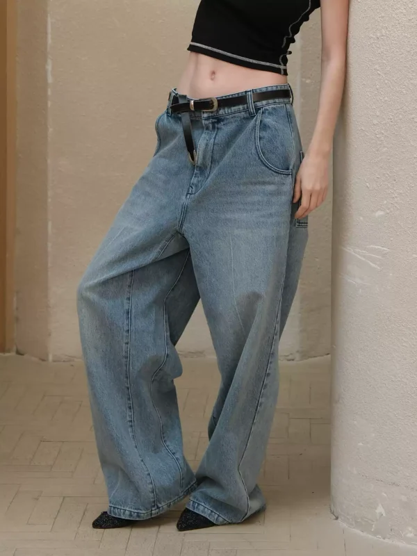 Retro floor-length wide-leg jeans - Image 2