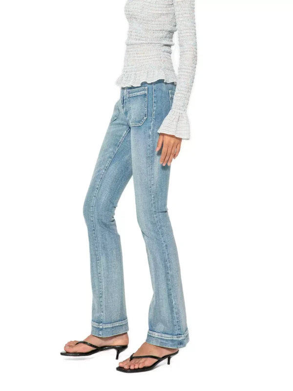 Vintage blue water-washed jeans flared pants for women - Image 4