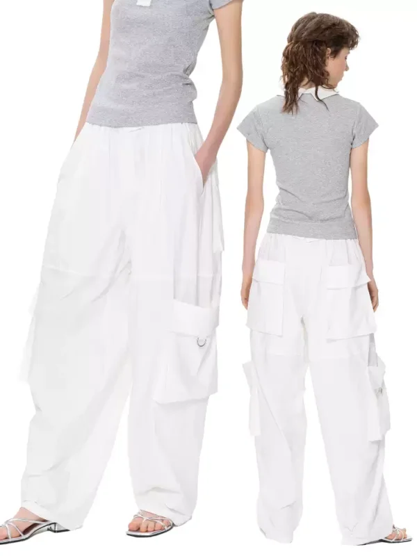 New white workwear balloon pants and wide-leg pants - Image 4