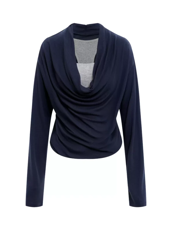 Lace vest with a swing neck and long-sleeved wool T-shirt - Image 3