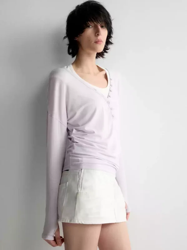 Autumn purple slimming T-shirt for women - Image 3