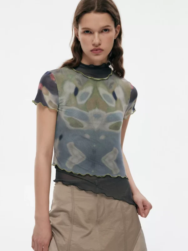 Elastic see-through thin mesh T-shirt - Image 3