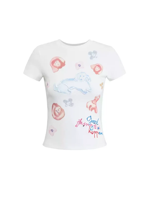 Original three-dimensional animal print embroidered T-shirt - Image 4