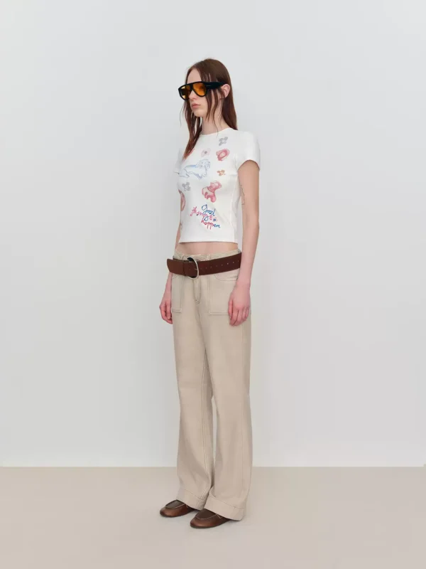 Original three-dimensional animal print embroidered T-shirt - Image 2
