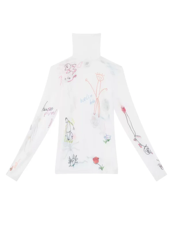 Graffiti printed see-through thin mesh T-shirt - Image 4