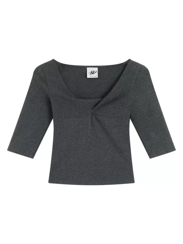 Split knot deep neck design T-shirt - Image 4