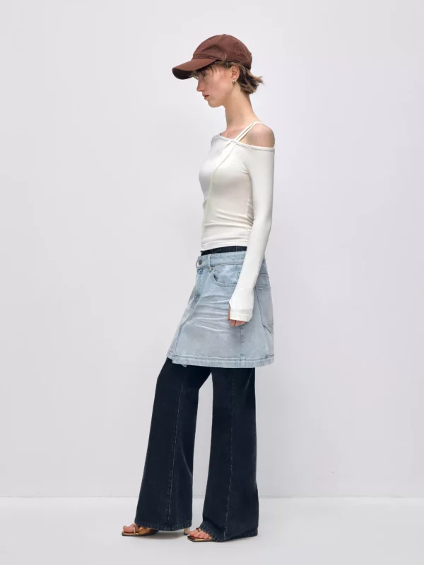Asymmetrical off-the-shoulder T-shirt with a slanted neck - Image 3