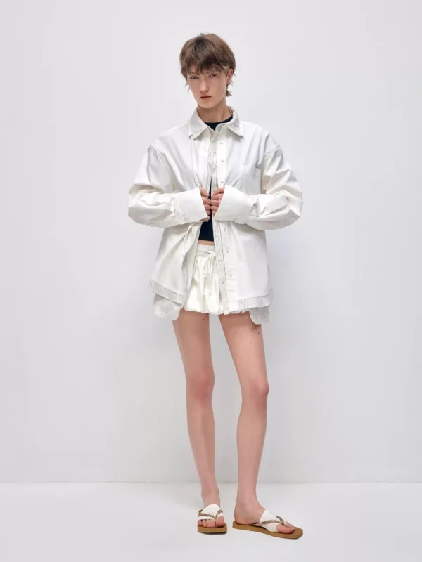 A women's striped shirt with a sense of design and patchwork - Image 4