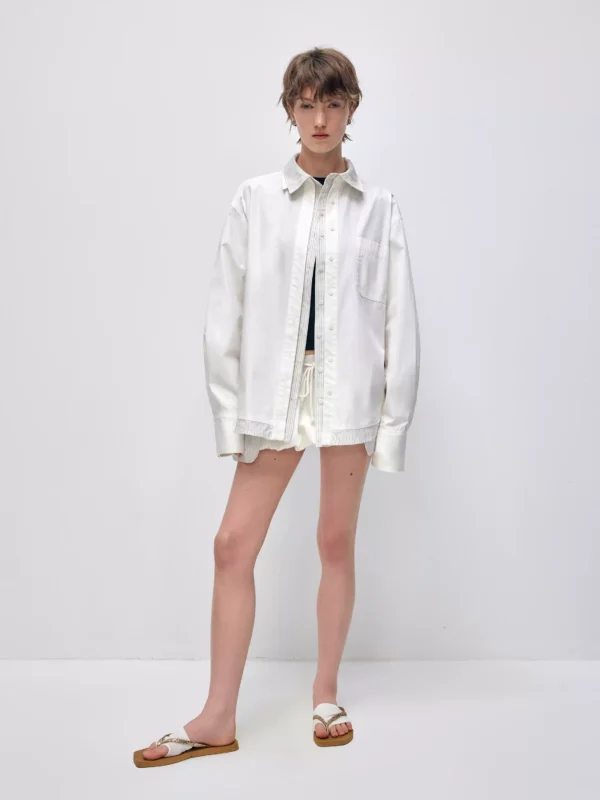 A women's striped shirt with a sense of design and patchwork