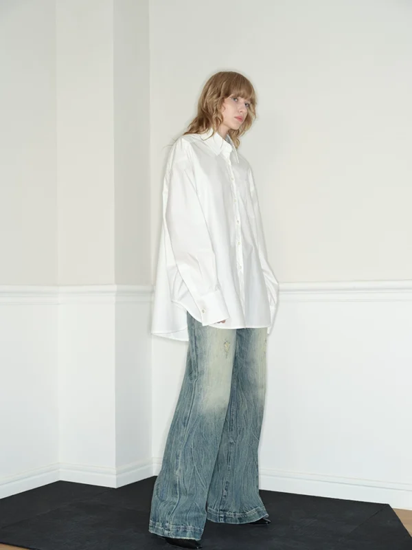 A pure cotton loose-fitting layered shirt - Image 2