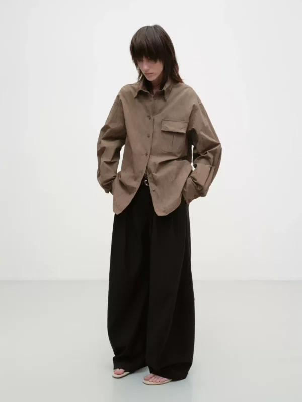 Vintage brown malleable shirt for women - Image 2