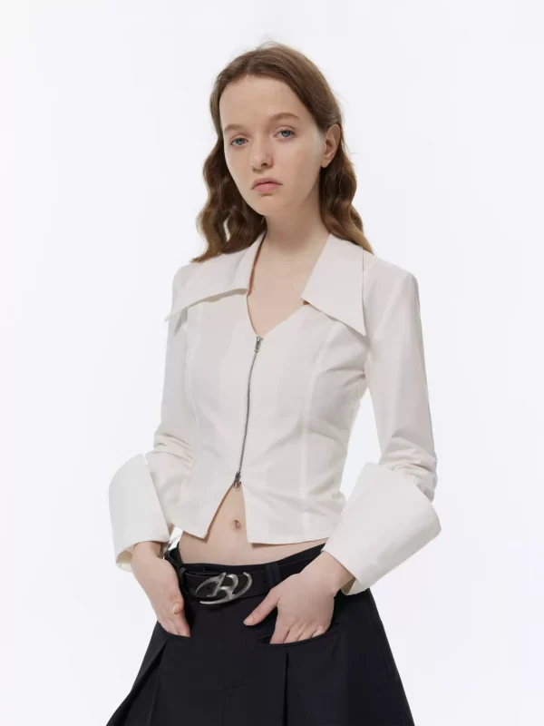 A slimming and waist-cinching zippered shirt for women - Image 3
