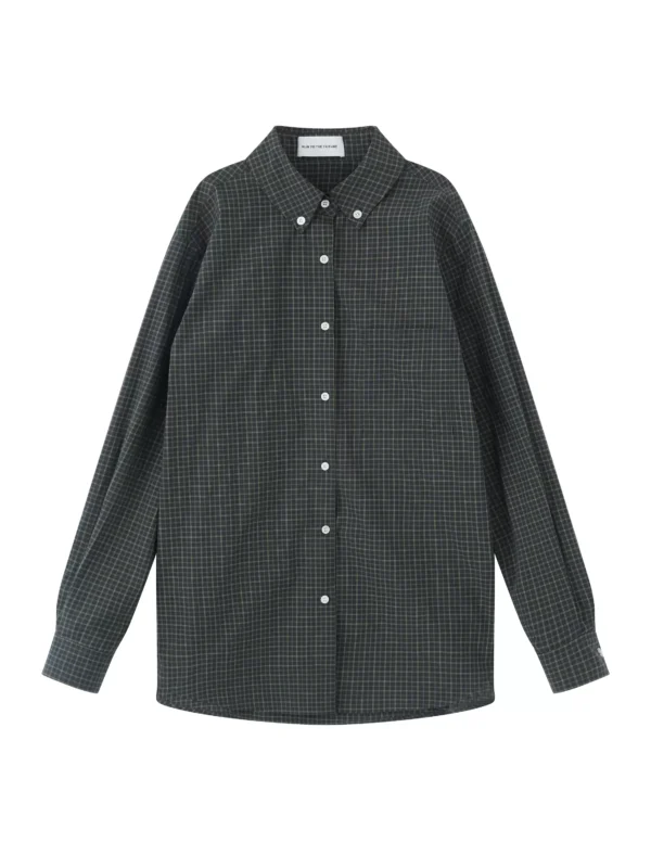 Blue-green retro classic checkered shirt - Image 4