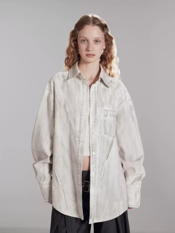 A woman wearing an asymmetrical hand-dyed shirt - Image 2