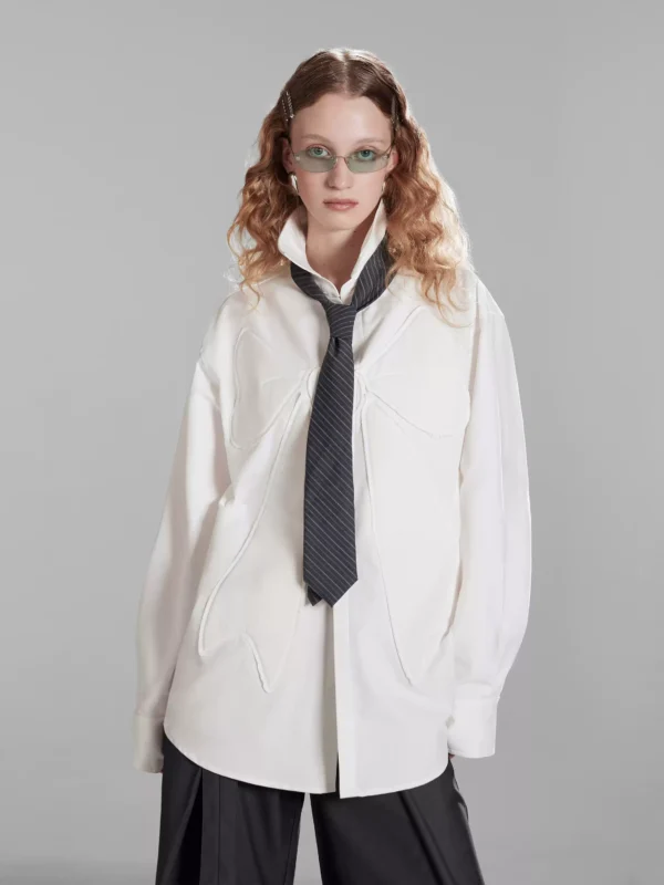 Three-dimensional bow applique embroidered shirt - Image 2
