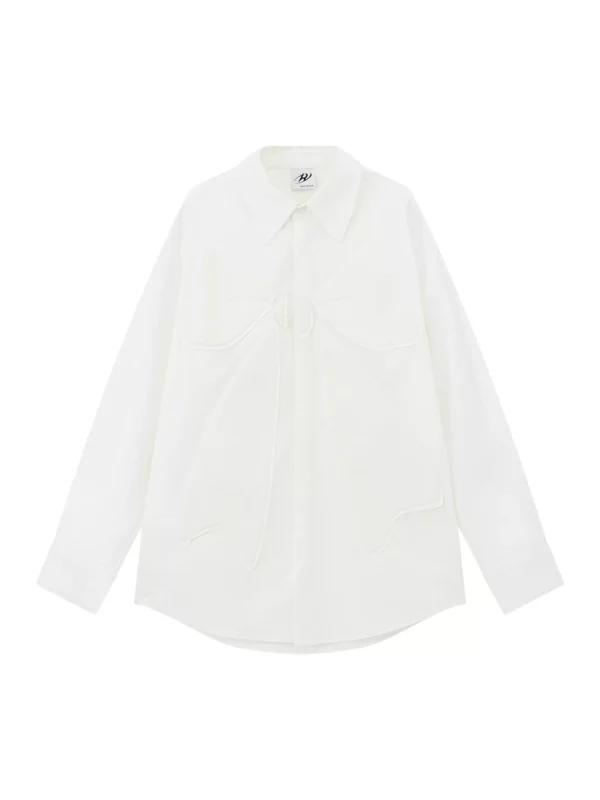 Three-dimensional bow applique embroidered shirt - Image 4