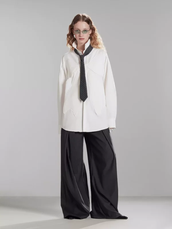 Three-dimensional bow applique embroidered shirt - Image 3