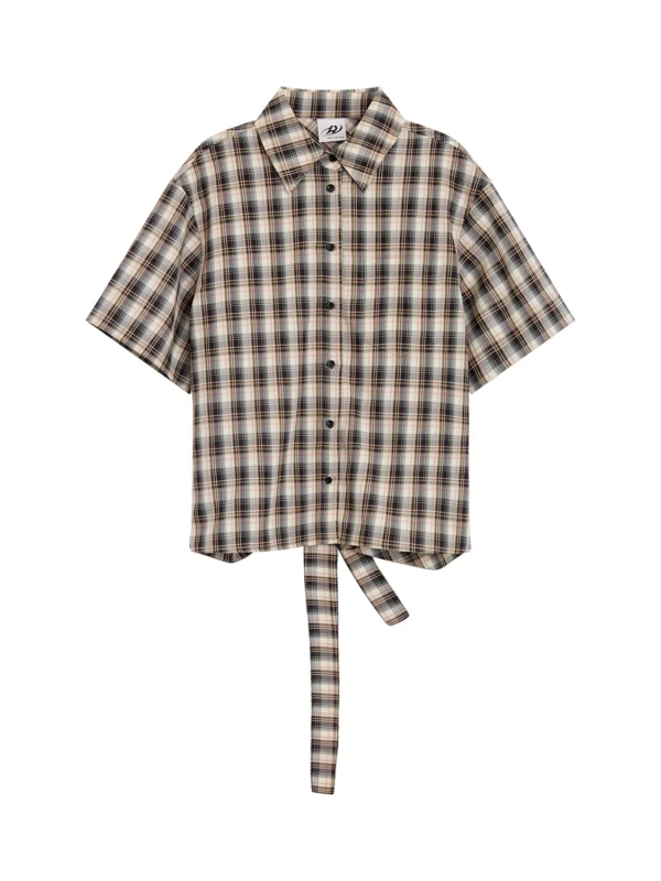Checked cotton-textured silk shirt - Image 4