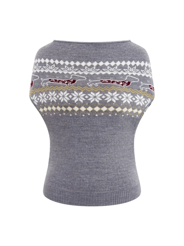 Shawl-style knitted vest, plain wool sleeveless waistcoat - Image 4