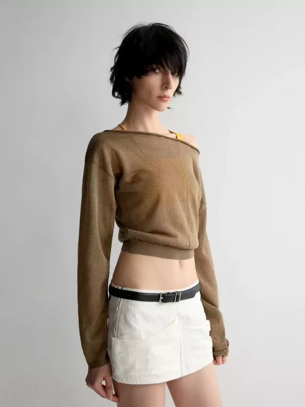 A loose, short knitted smock with a one-shoulder neckline - Image 2